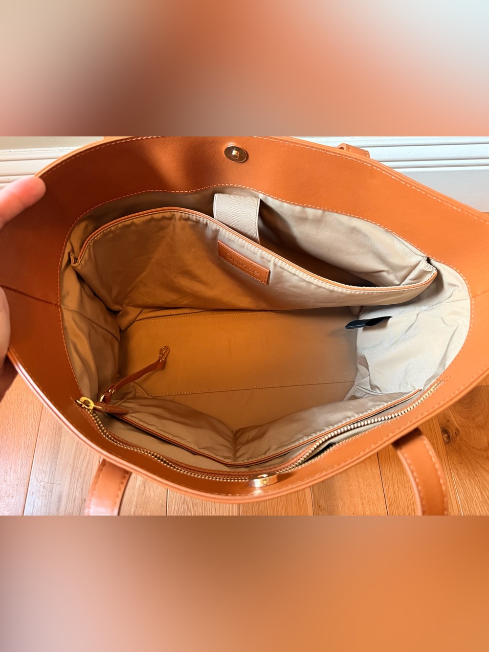 Quince Cognac Leather Tote - Picture 6 of 9